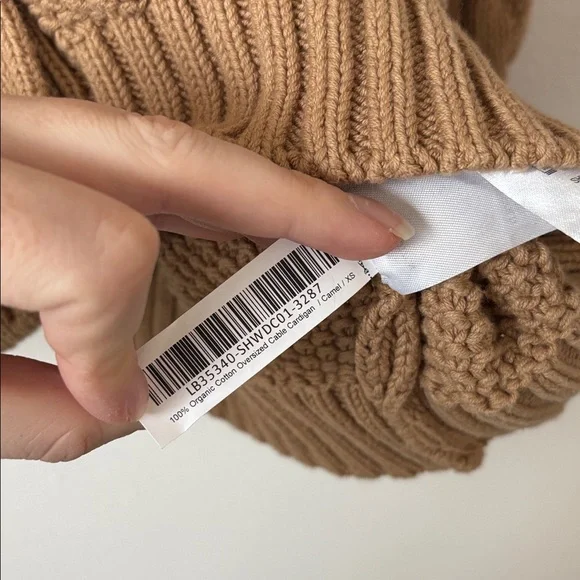 Quince 100% Organic Cotton Oversized Cable Cardigan in Camel women’s size XS - Picture 8 of 9